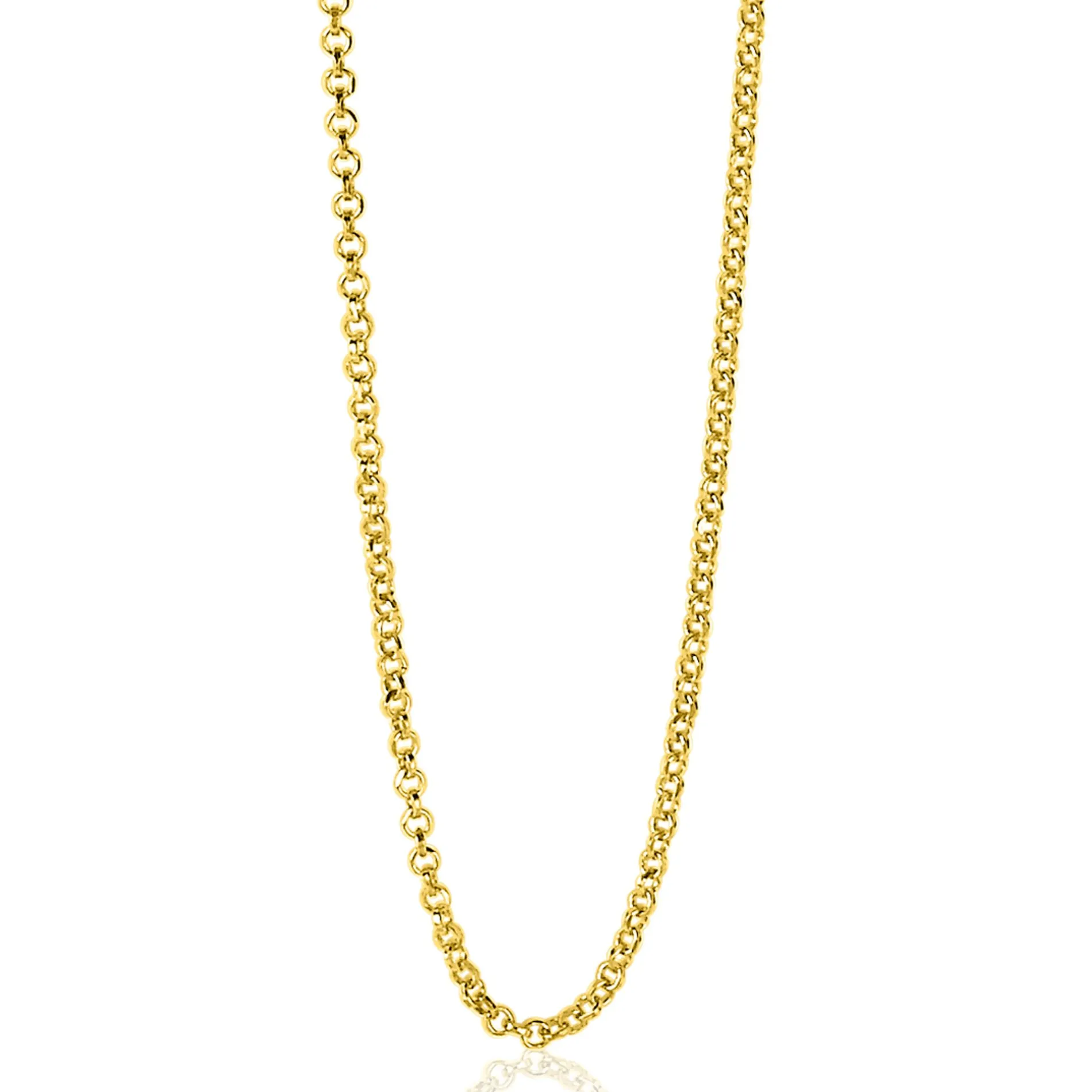 42 cm ZINZI zilveren jasseron ketting geel verguld ZILC-J42G