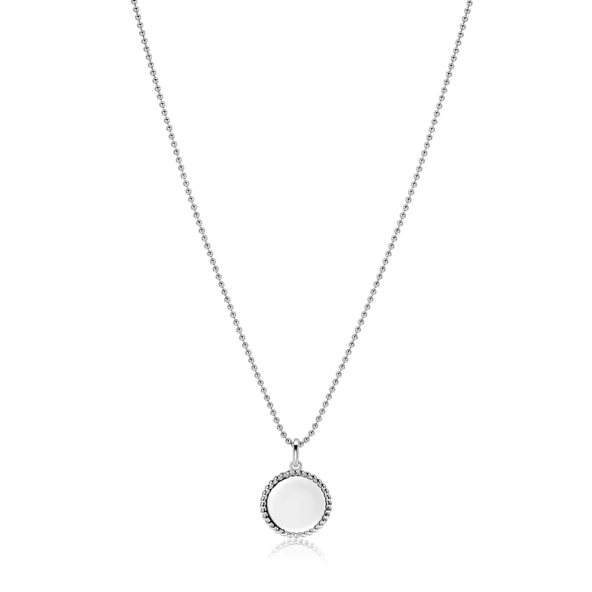 13.5 mm ZINZI zilveren coin hanger met parelrand voor gravure ZIH2651 (zonder collier)