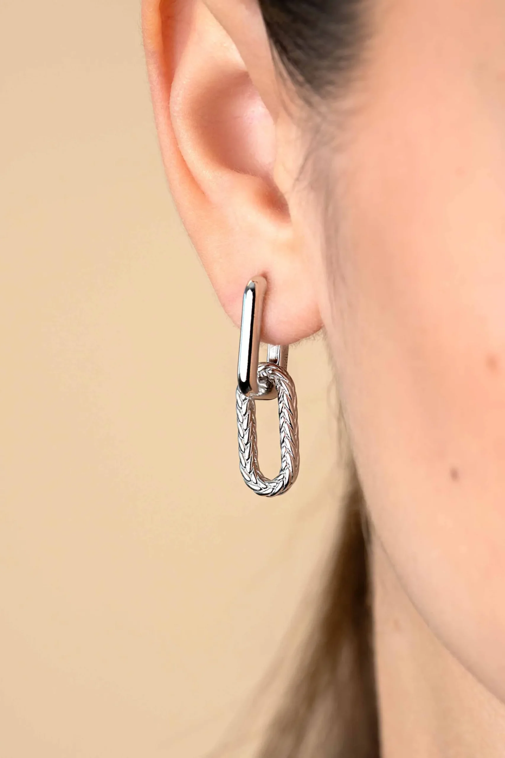 20 mm ZINZI zilveren oorbedels ovale vorm met touweffect ZICH2553 (zonder oorringen)