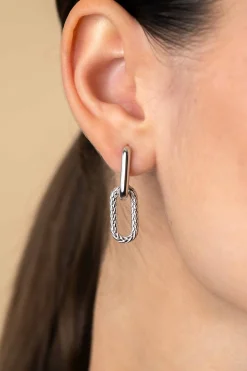 20 mm ZINZI zilveren oorbedels ovale vorm met touweffect ZICH2553 (zonder oorringen)