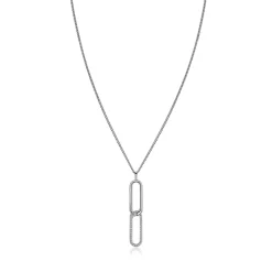45cm Mart Visser by ZINZI zilveren gourmet ketting inclusief rechthoekige schakel hanger 40mm, bezet met witte zirkonia's MVC28