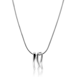 45cm Mart Visser by ZINZI zilveren slangen ketting inclusief organisch gevormde hanger 21mm MVC25