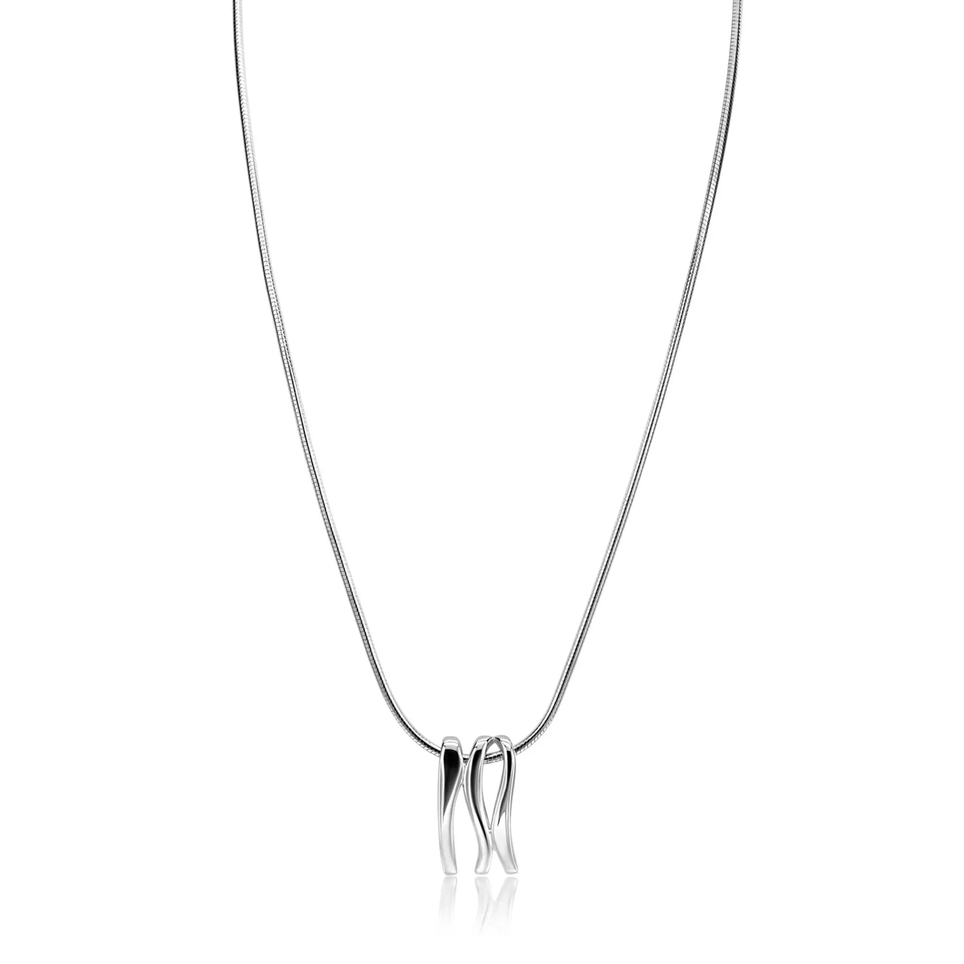45cm Mart Visser by ZINZI zilveren slangen ketting inclusief organisch gevormde hanger 21mm MVC25