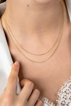 45cm ZINZI Gold 14 krt gourmet ketting 0,8mm breed, ideaal om je hanger aan te bevestigen ZGLG45-08