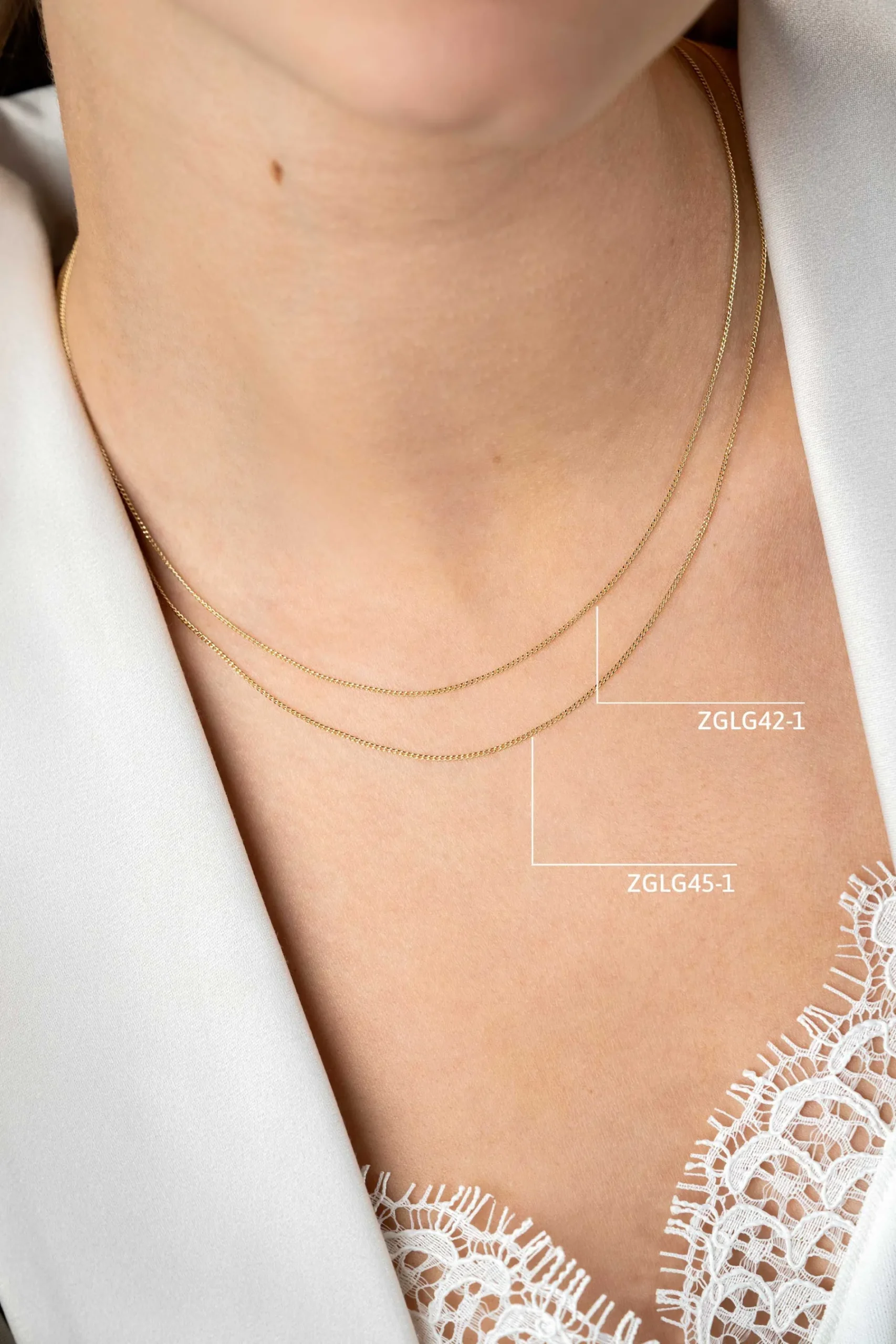 42cm ZINZI Gold 14 krt gourmet ketting 1mm breed, ideaal om je hanger aan te bevestigen ZGLG42-1
