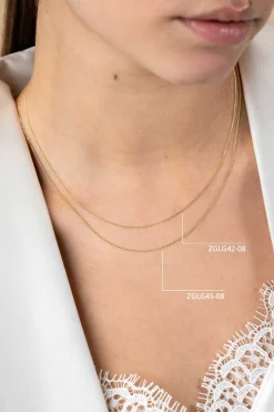 42cm ZINZI Gold 14 krt gourmet ketting 0,8mm breed, ideaal om je hanger aan te bevestigen ZGLG42-08