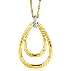 70cm ZINZI gold plated zilveren ketting met luxe ovale hanger 45mm, valt lang om de hals ZIC2489Y