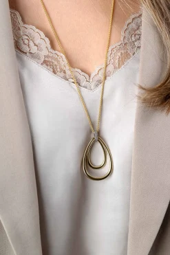 70cm ZINZI gold plated zilveren ketting met luxe ovale hanger 45mm, valt lang om de hals ZIC2489Y