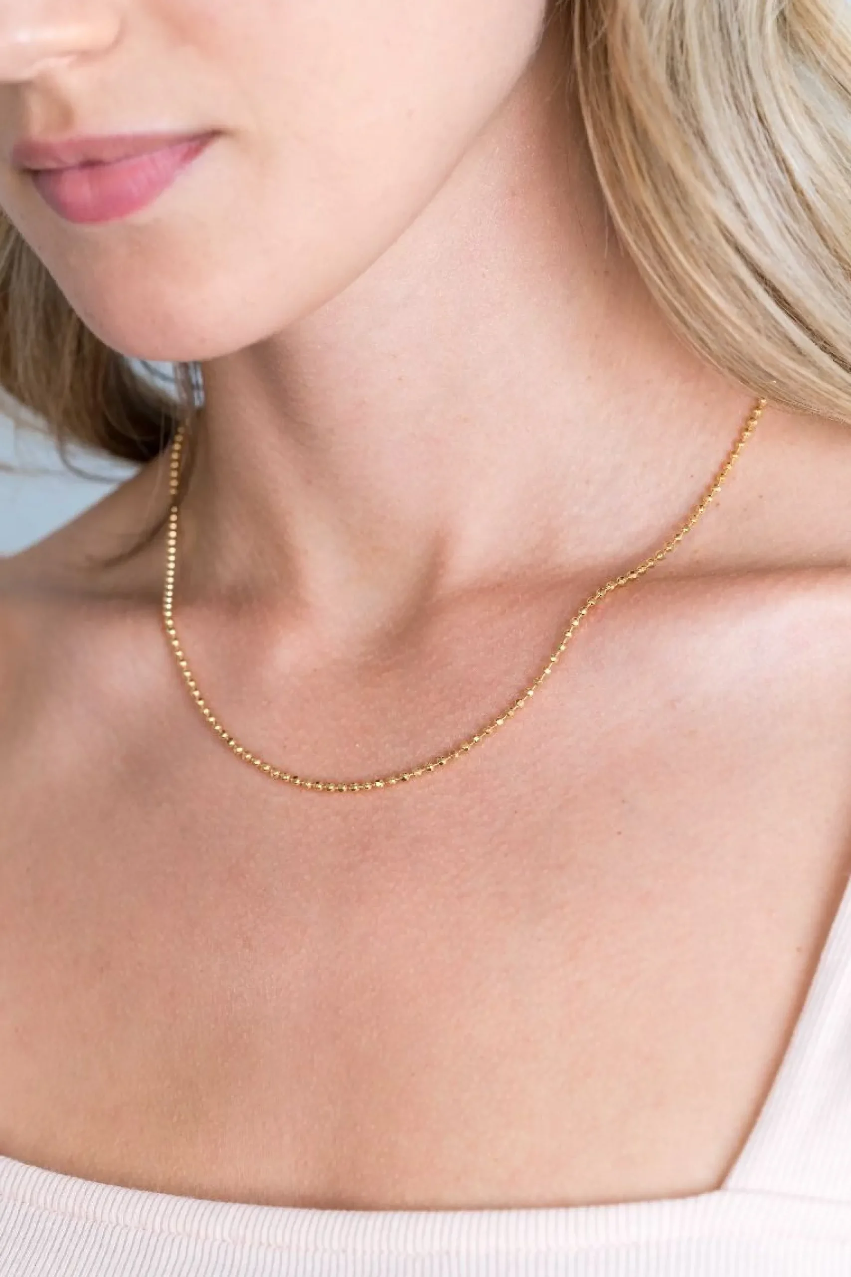 45cm ZINZI zilveren collier geel verguld bol 2mm ZI45BOLG