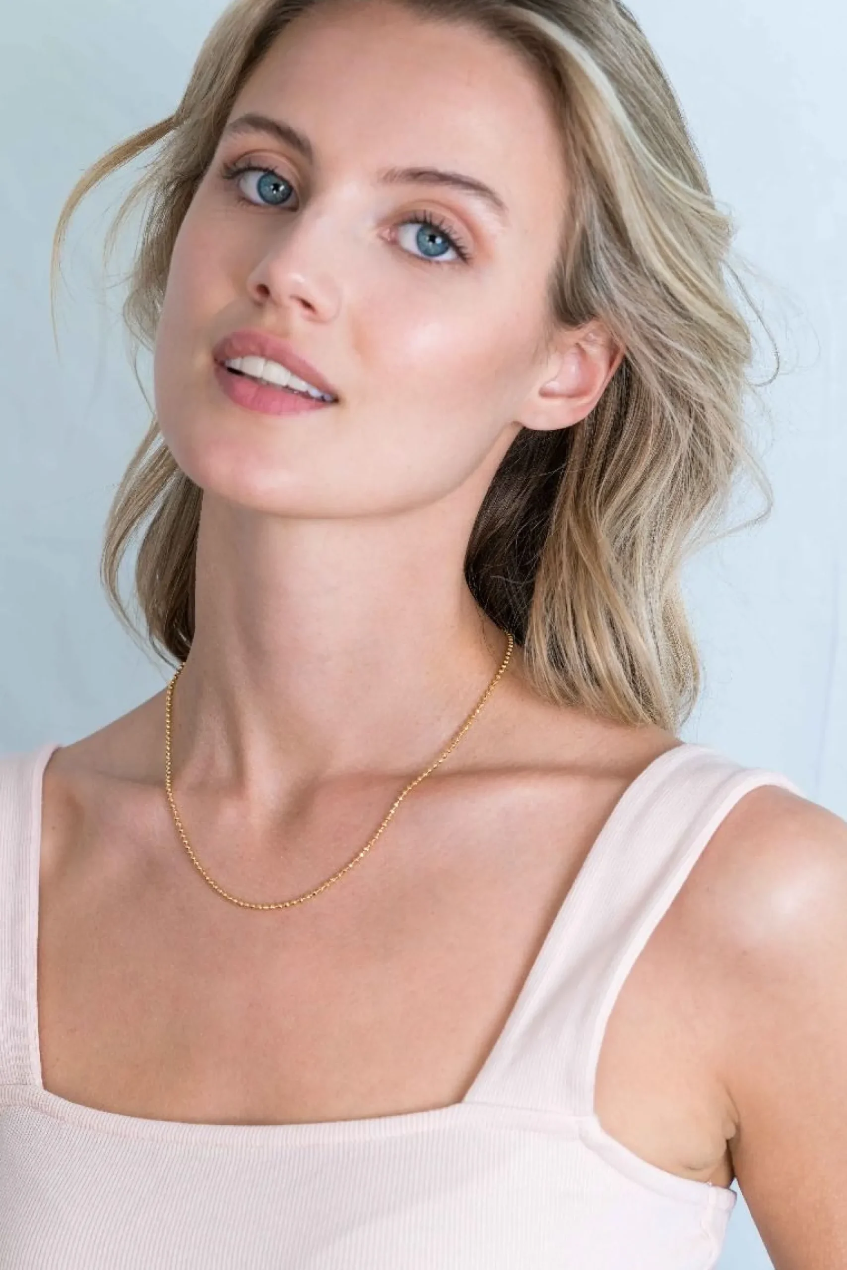 45cm ZINZI zilveren collier geel verguld bol 2mm ZI45BOLG