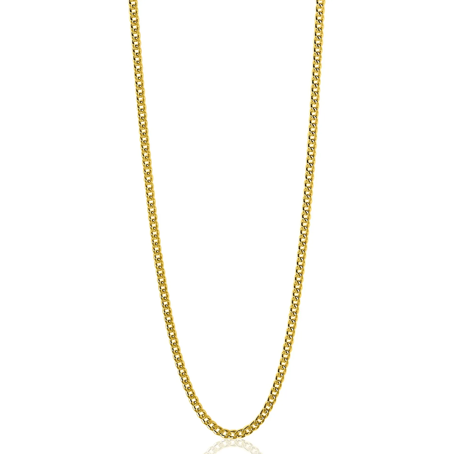 45cm ZINZI zilveren gourmet ketting geel verguld ZILC-G45G
