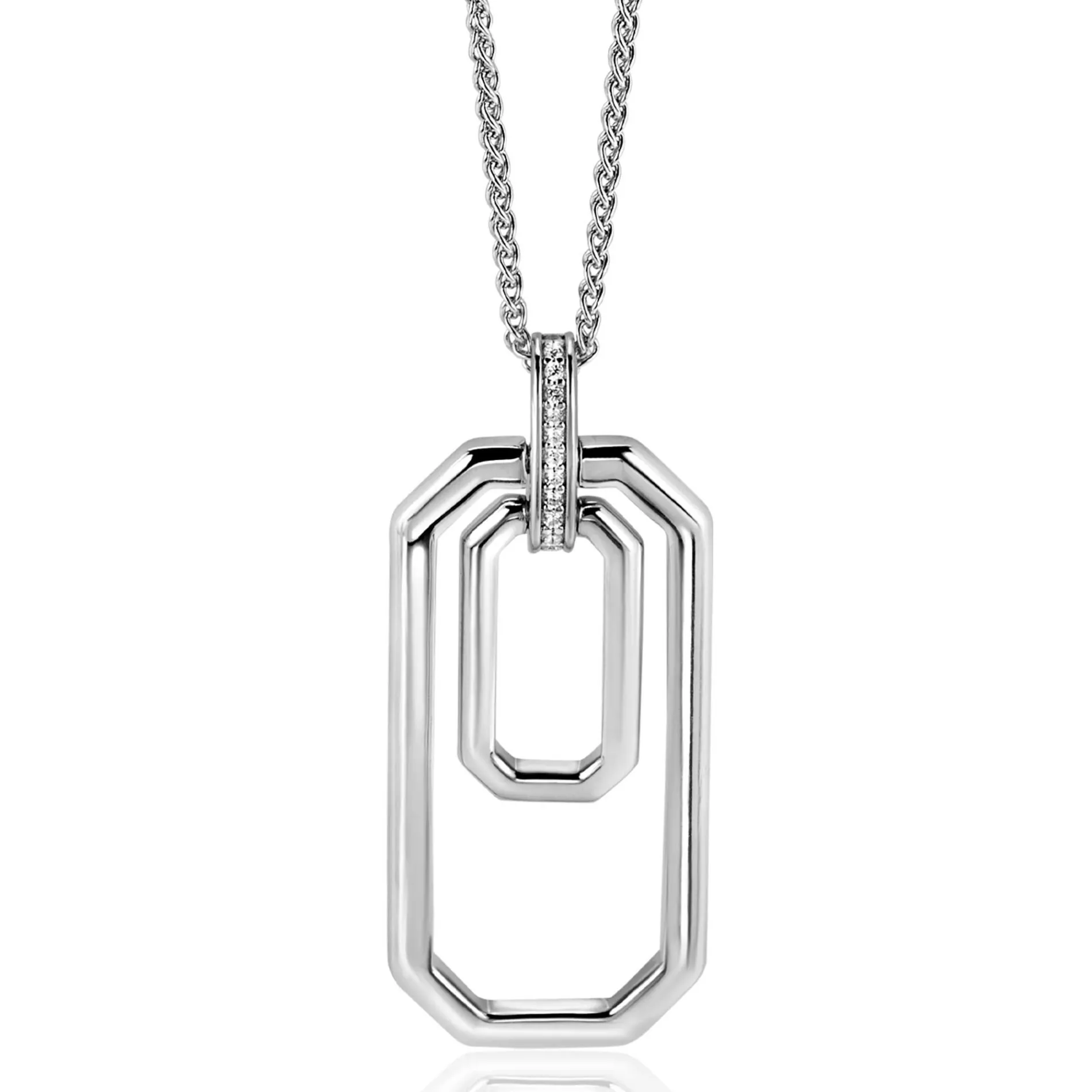 70cm ZINZI zilveren ketting met luxe hanger 40mm, valt lang om de hals ZIC2494