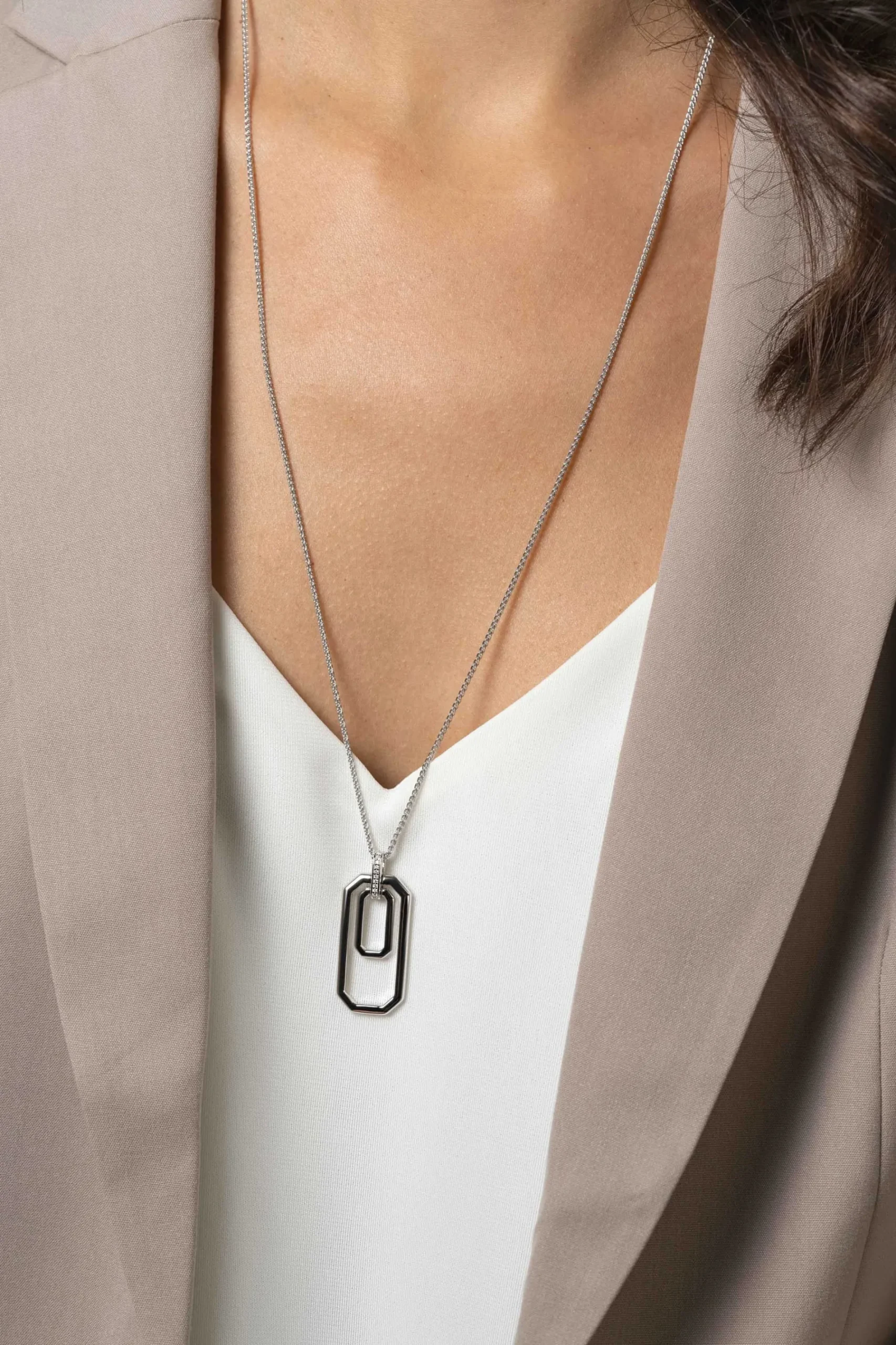 70cm ZINZI zilveren ketting met luxe hanger 40mm, valt lang om de hals ZIC2494
