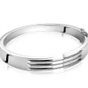 Mart Visser by ZINZI zilveren strakke bangle armband 11mm, drie banen bezet met witte zirconia's MVA18