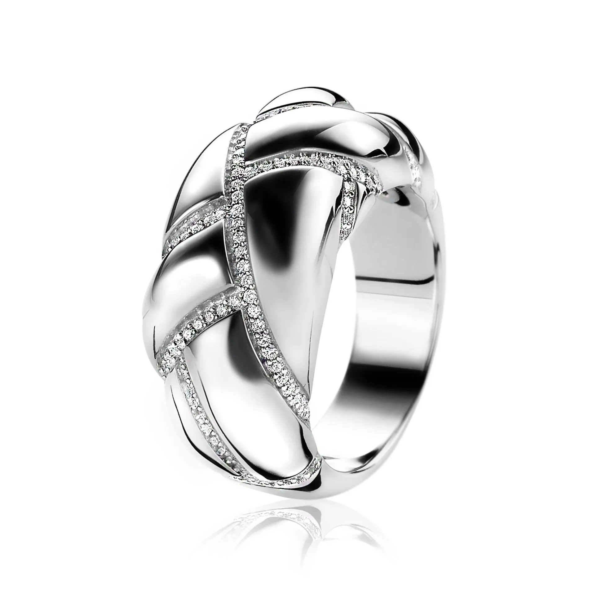Mart Visser by ZINZI zilveren ring glad wit MVR8
