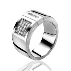 Mart Visser by ZINZI zilveren ring wit MVR7