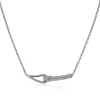 Mart Visser by ZINZI zilveren ketting 45cm geknoopte vorm bezet met witte zirconia's MVC19