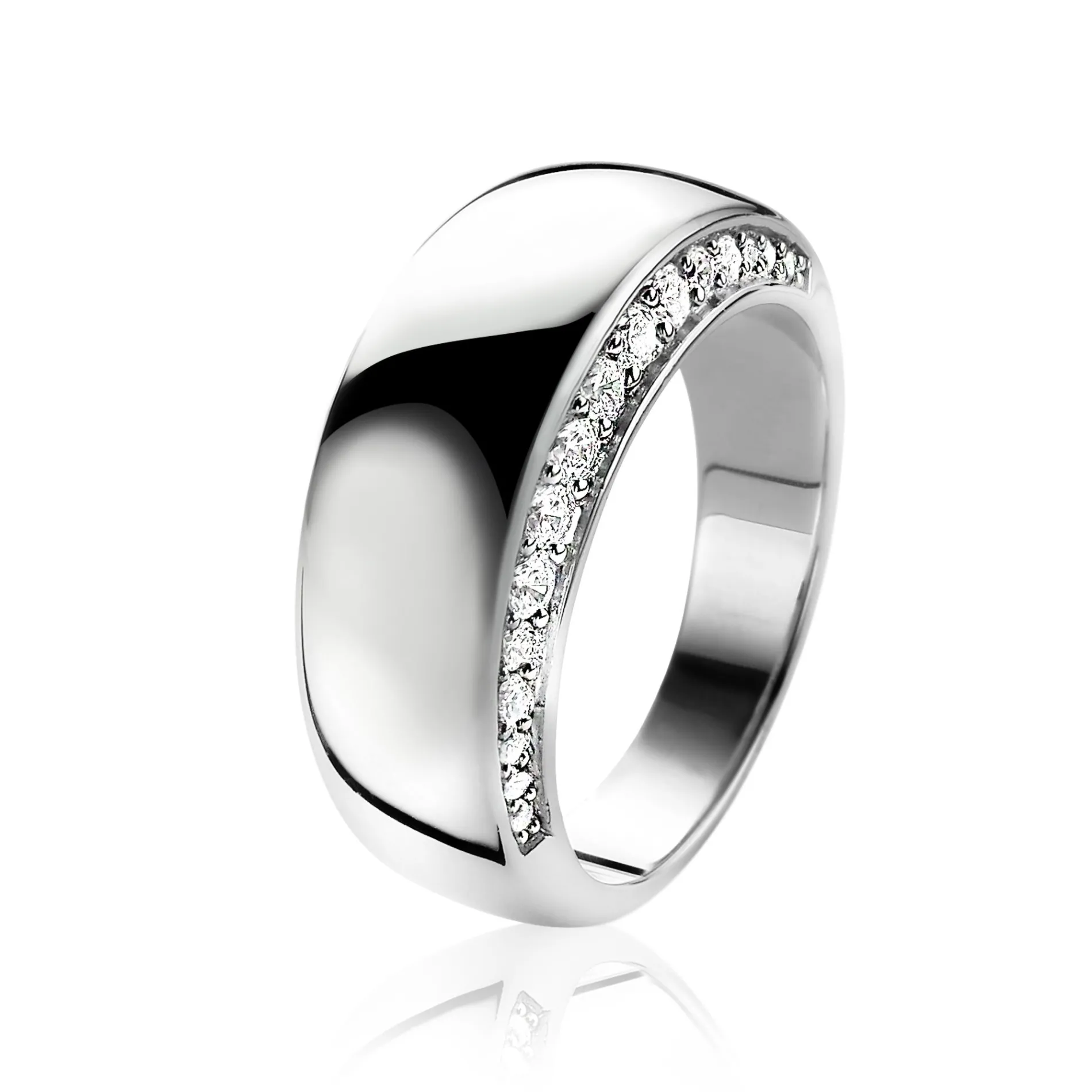 Mart Visser by ZINZI zilveren ring glad wit MVR10