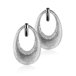 Mart Visser by ZINZI zilveren oorsieraden tweezijdig ovaal wit MVO10