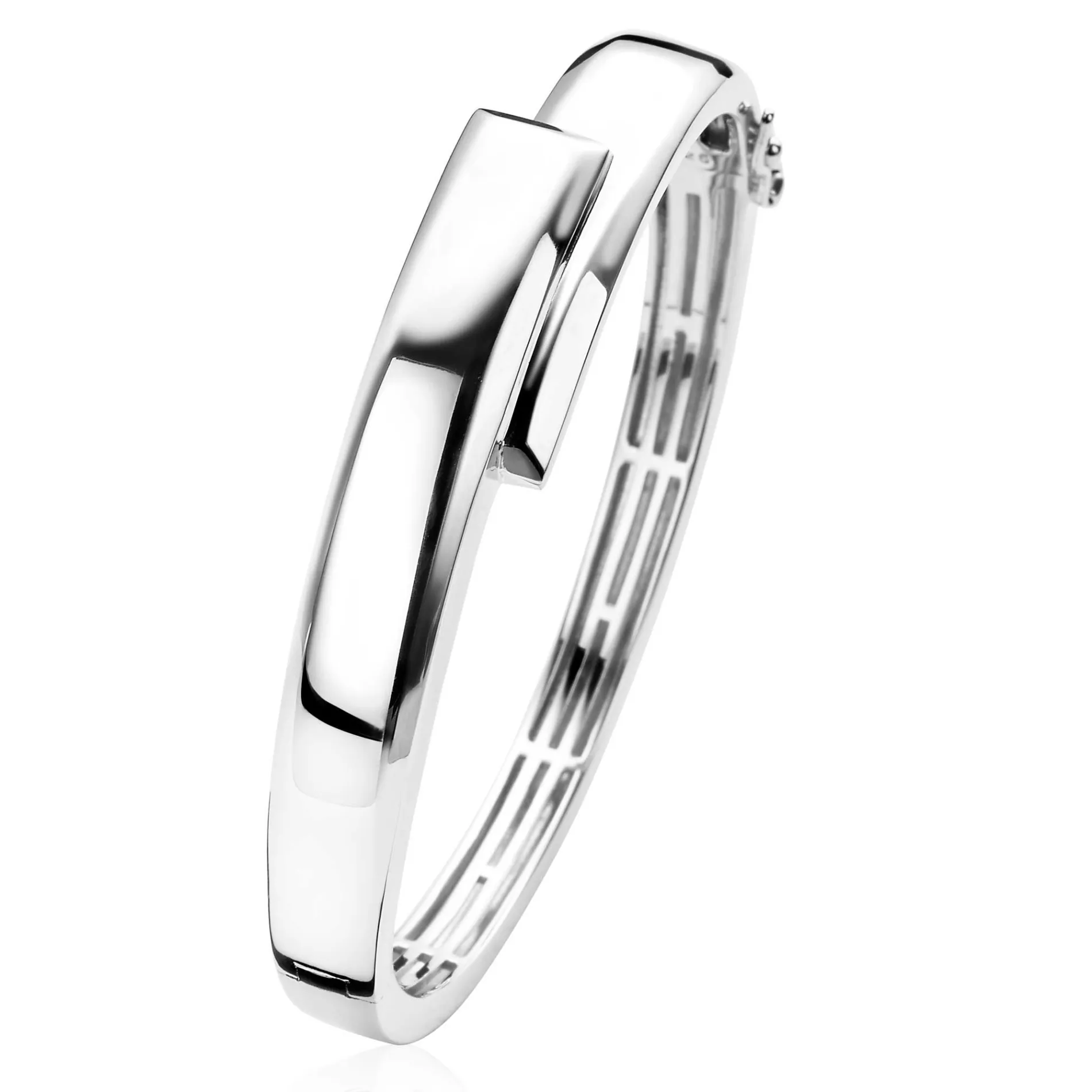 Mart Visser by ZINZI zilveren strakke bangle armband glad 12mm MVA16
