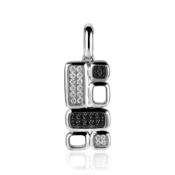 Mart Visser by ZINZI zilveren hanger wit zwart MVH3Z (zonder collier)