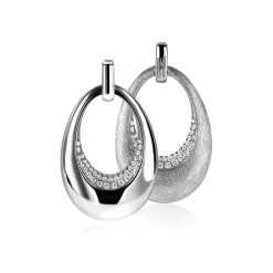Mart Visser by ZINZI zilveren hanger tweezijdig ovaal wit MVH10 (zonder collier)