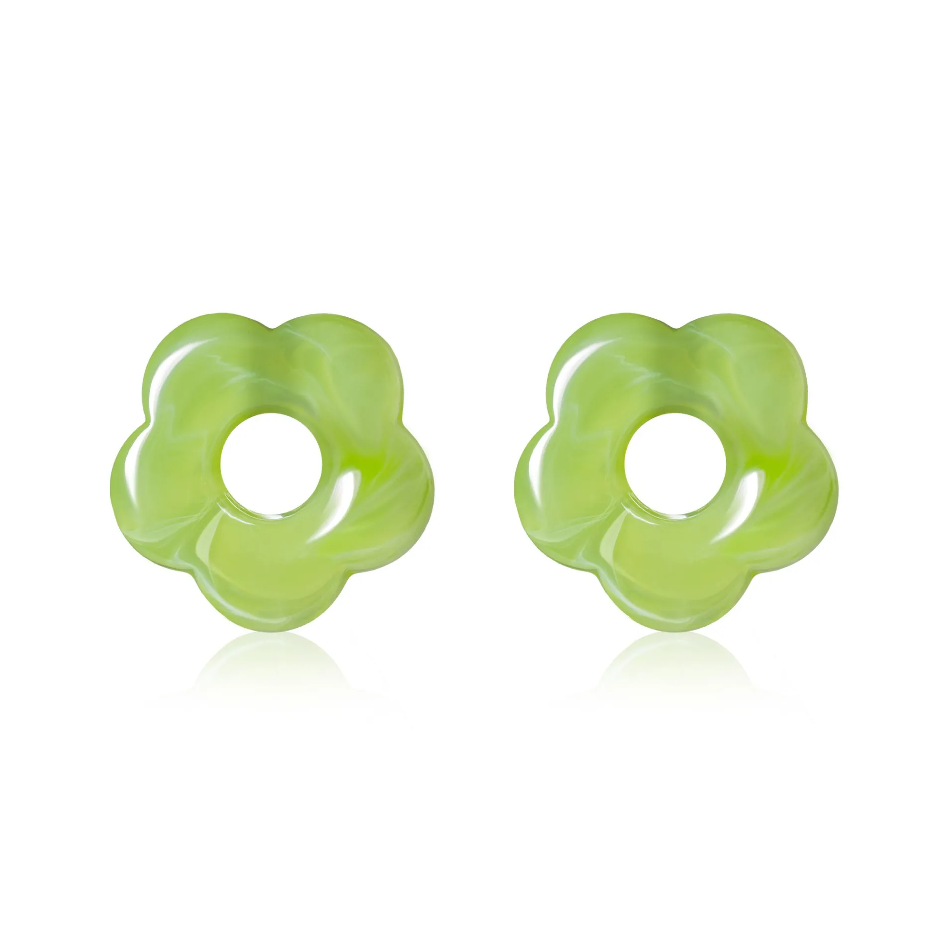 26mm oorbedels bloem lichtgroen kunststof ZICH2720G