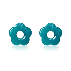 26mm oorbedels bloem turquoise kunststof ZICH2720T