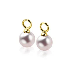 10mm ZINZI Gold 14 karaat gouden oorbedels roze Swarovski crystal parel ZGCH002 (zonder oorringen)