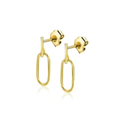 16mm ZINZI Gold 14 krt gouden oorstekers met trendy open ovale vormen en klein staafje op het oor ZGO415