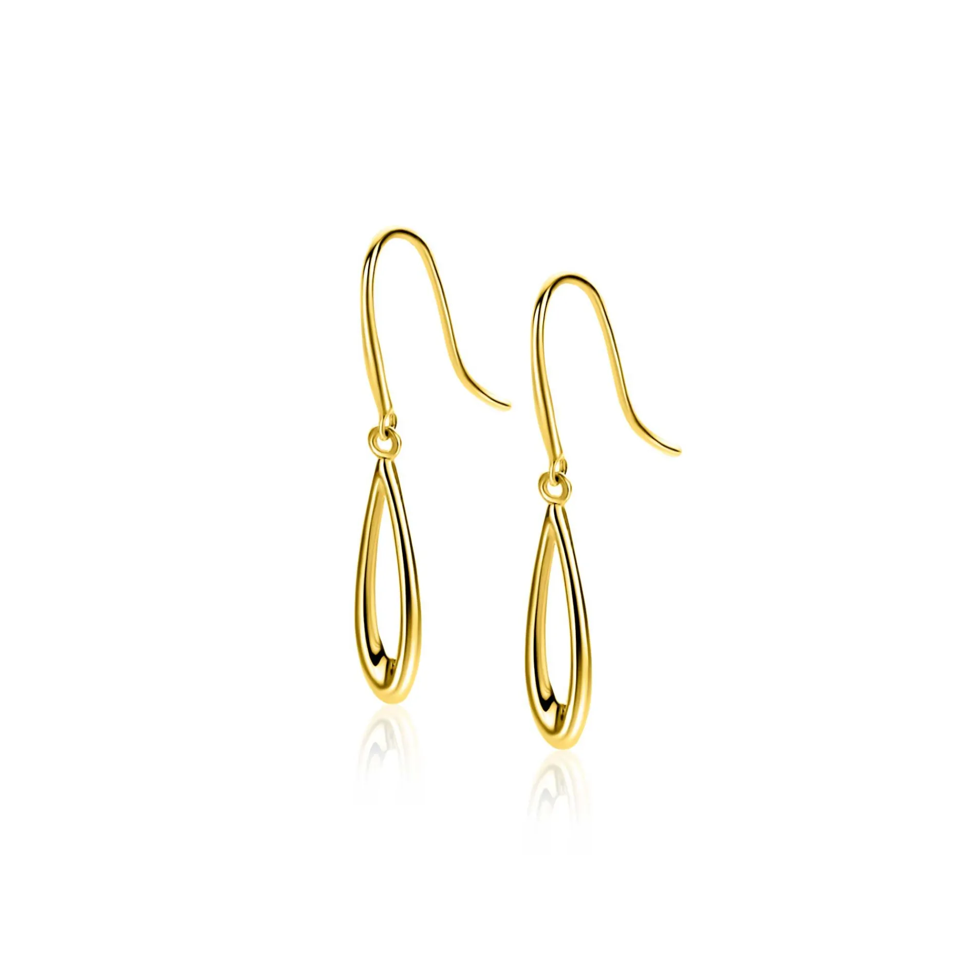 25mm ZINZI Gold 14 krt gouden oorhangers met open peervorm ZGO541