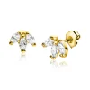 5mm ZINZI Gold 14 krt gouden oorknoppen met witte zirconia's als waaier gezet ZGO411
