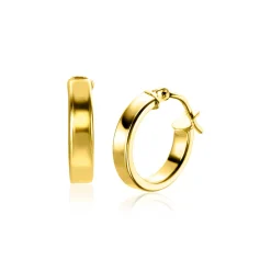 13mm ZINZI Gold 14 krt gouden oorringen gladde vierkante buis 3mm breed ZGO333