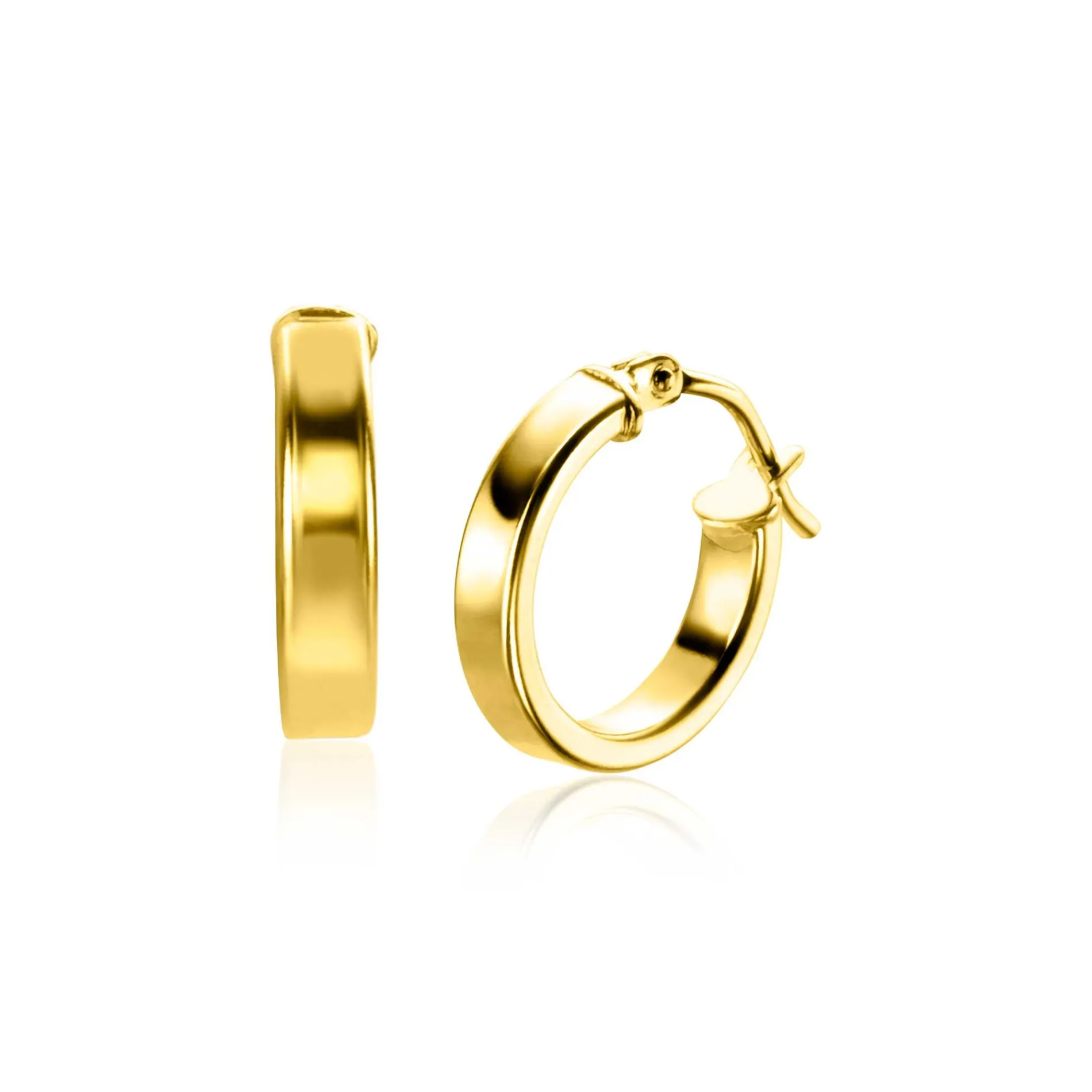 13mm ZINZI Gold 14 krt gouden oorringen gladde vierkante buis 3mm breed ZGO333