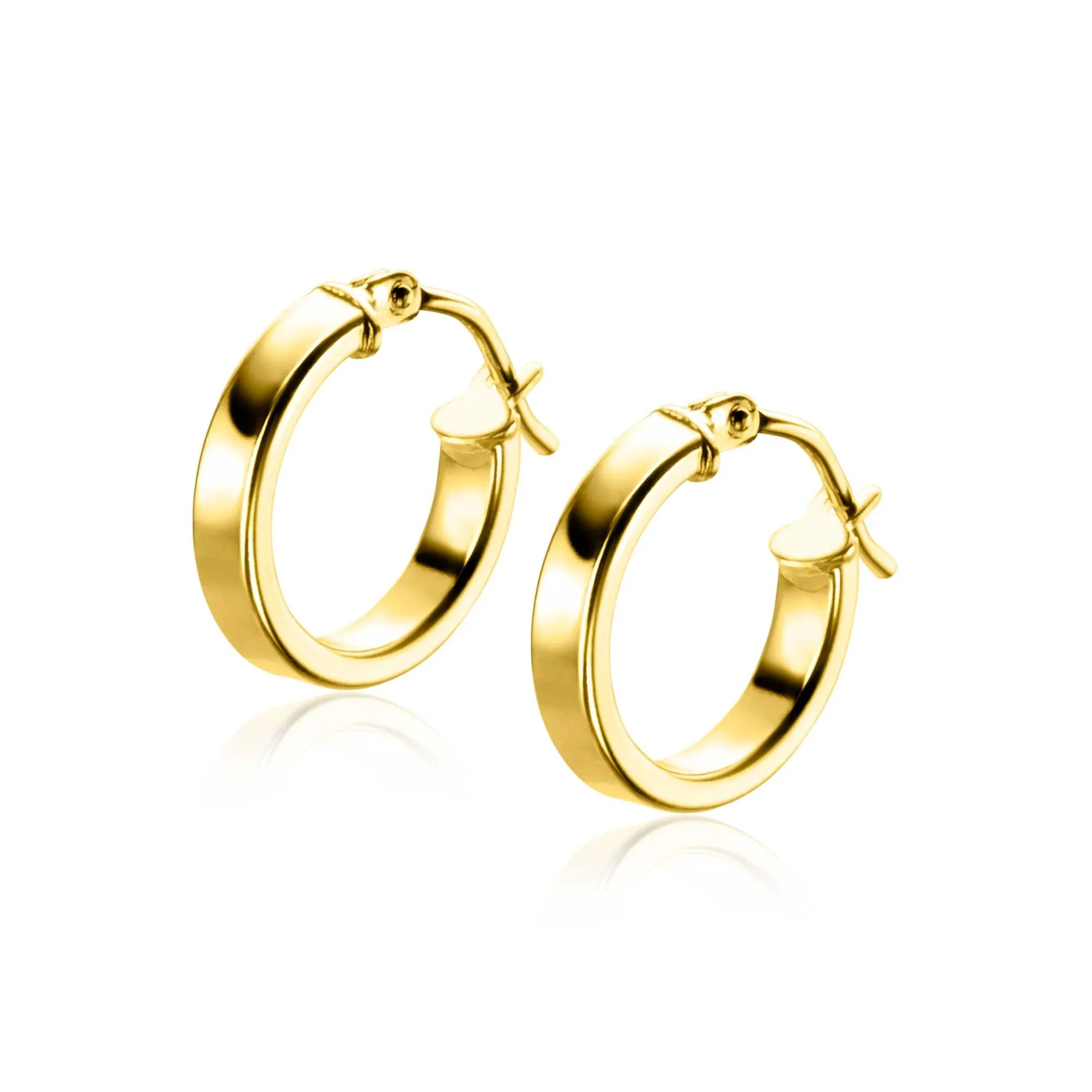 13mm ZINZI Gold 14 krt gouden oorringen gladde vierkante buis 3mm breed ZGO333