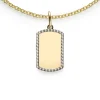 14mm ZINZI Gold 14 krt gouden graveerplaat in rechthoeksvorm van 14 x 9mm en met chique witgouden parelrand ZGH365-14 (zonder collier)