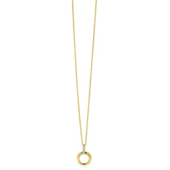 12mm ZINZI Gold 14 krt gouden ronde hanger met luxe opvallend hangoog, bezet met witte zirkonia's ZGH512 (zonder collier)
