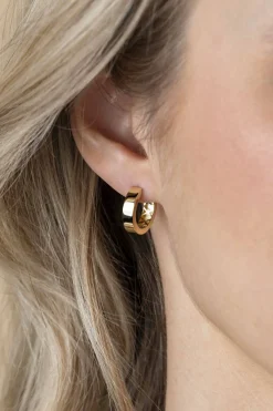 15mm ZINZI Gold 14 krt gouden oorringen brede vierkante buis 3,7mm met luxe klapsluiting ZGO439