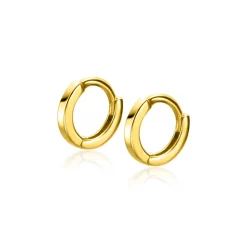 8mm ZINZI Gold 14 krt gouden oorringen met luxe klapsluiting 8mm x 1,3mm vierkante buis ZGO410