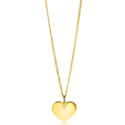 12mm ZINZI Gold 14 krt gouden hanger met trendy glanzend hartje van 12mm ZGH396-12 (zonder collier)