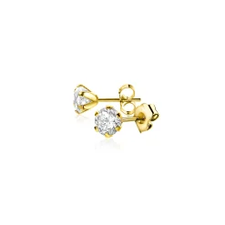 4mm ZINZI Gold 14 krt gouden oorknoppen zespootszetting met ronde witte zirconia ZGO455