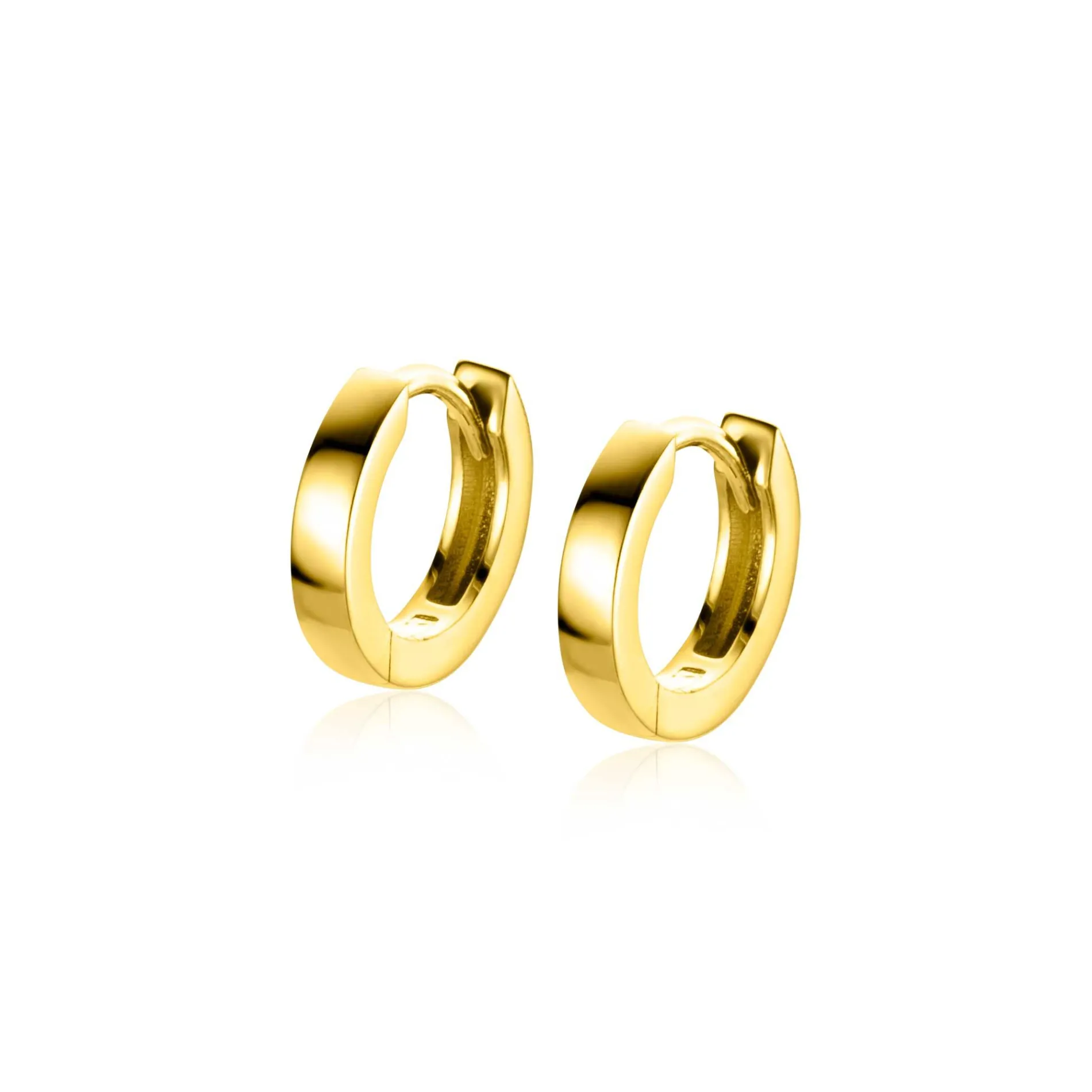 12mm ZINZI Gold 14 krt gouden oorringen met luxe klapsluiting 12mm x 2,2mm vierkante buis ZGO427
