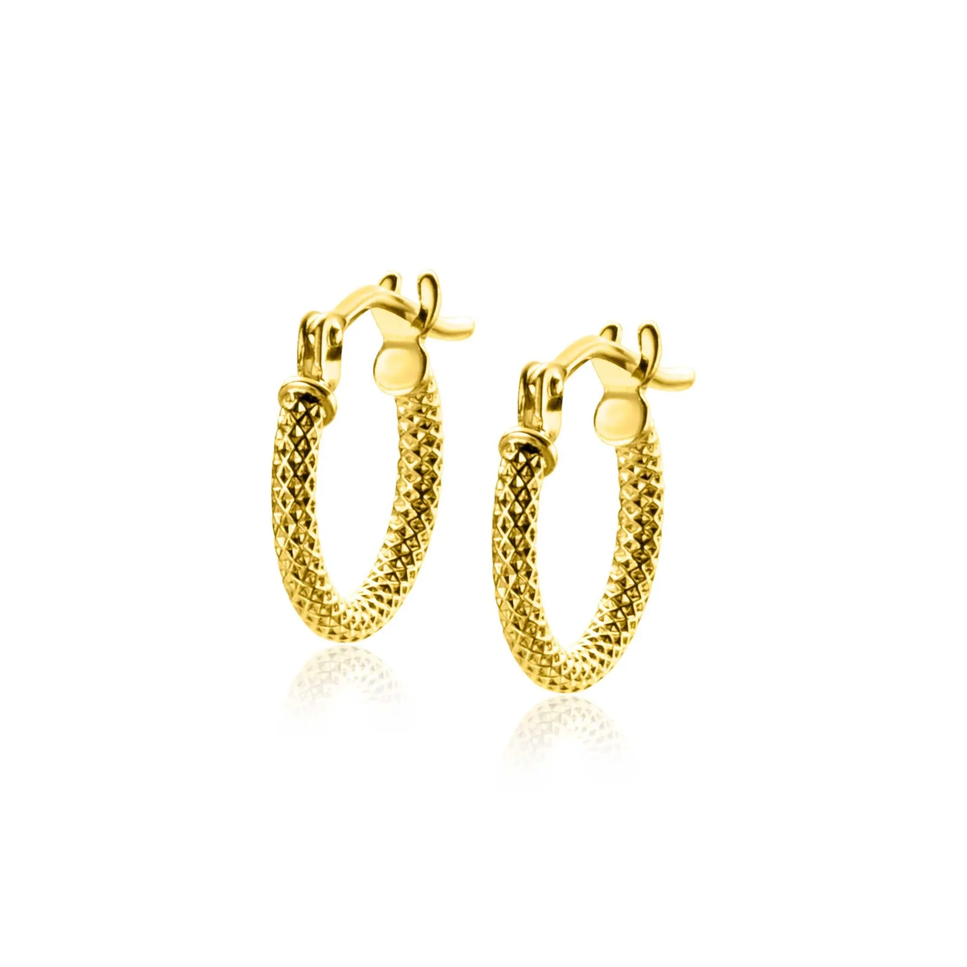 11,5mm ZINZI Gold 14 krt gouden oorringen trendy bewerkte buis 1,6mm breed ZGO330