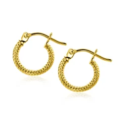 11,5mm ZINZI Gold 14 krt gouden oorringen trendy bewerkte buis 1,6mm breed ZGO330