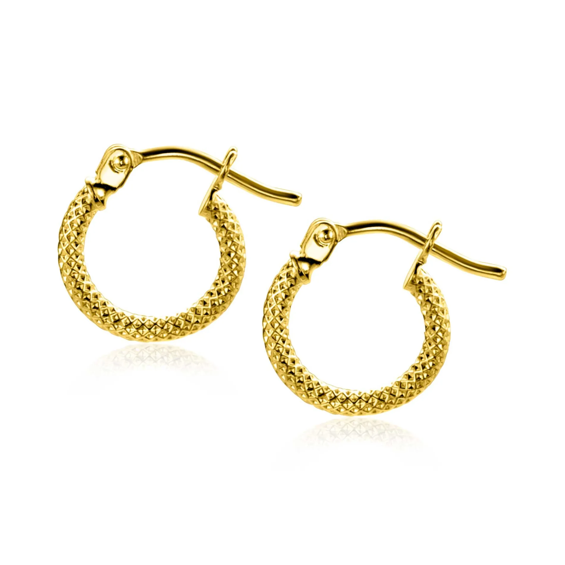 11,5mm ZINZI Gold 14 krt gouden oorringen trendy bewerkte buis 1,6mm breed ZGO330