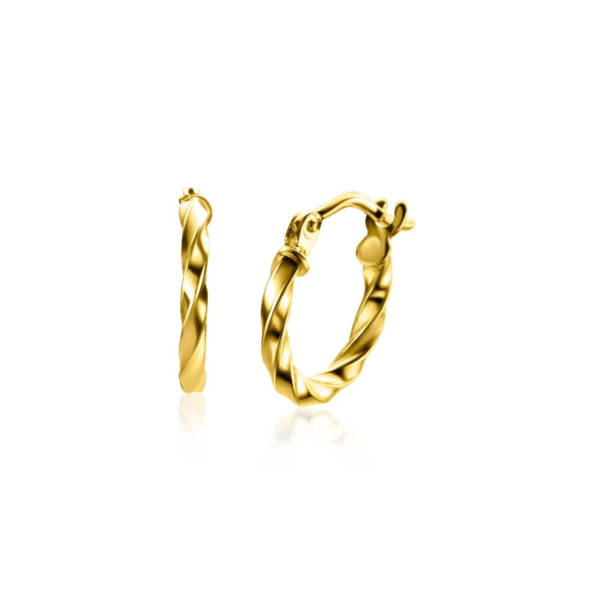 12mm ZINZI Gold 14 krt gouden oorringen gedraaide buis 2mm breed ZGO331