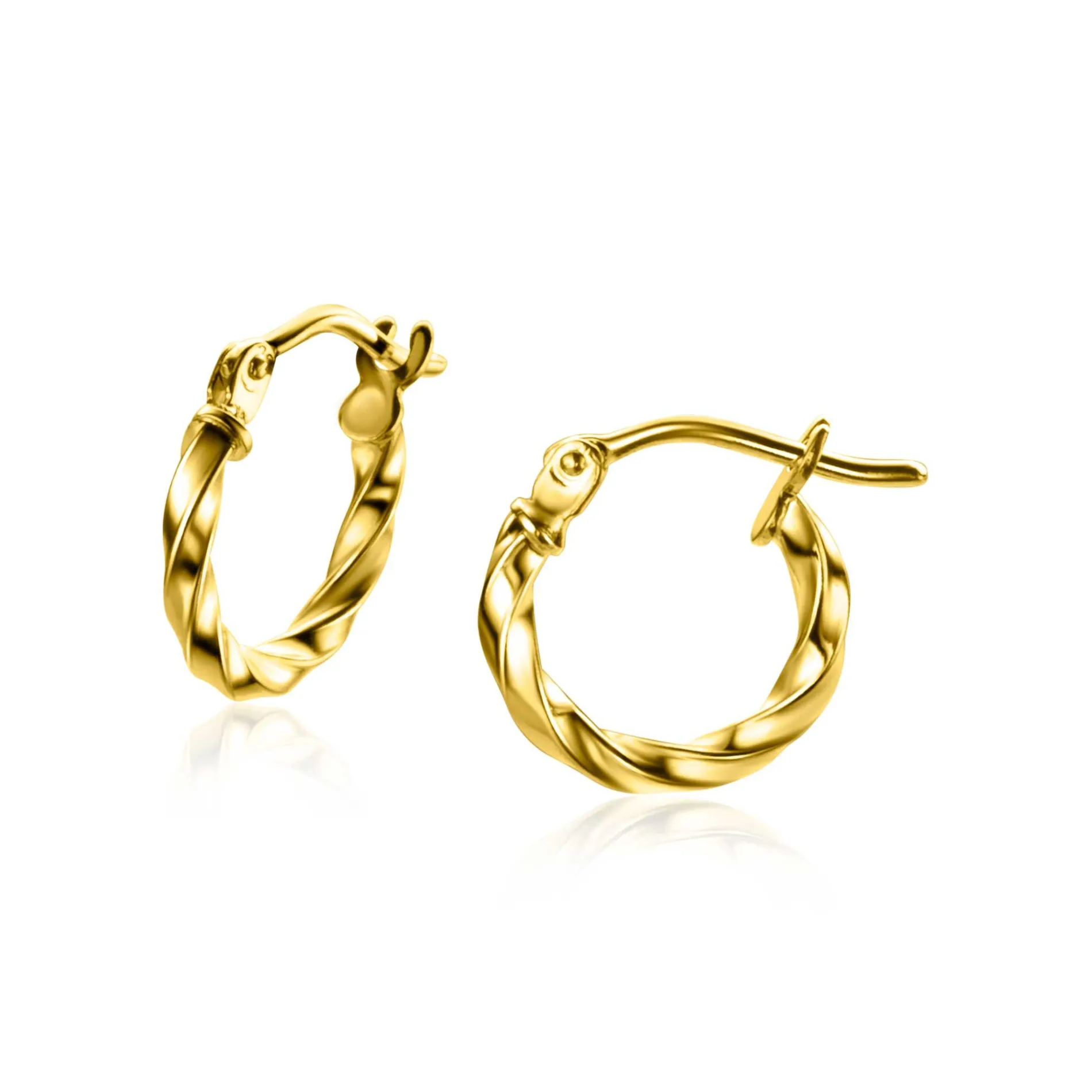 12mm ZINZI Gold 14 krt gouden oorringen gedraaide buis 2mm breed ZGO331