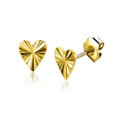 5mm ZINZI Gold 14 krt gouden hart oorknoppen 5mm met zonnestralen motief ZGO340