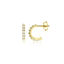 8mm ZINZI Gold 14 krt gouden halve oorringen bezet met witte zirconia's ZGO458