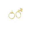 9mm ZINZI Gold 14 krt gouden oorstekers met trendy open ronde vormen en klein staafje op het oor ZGO404